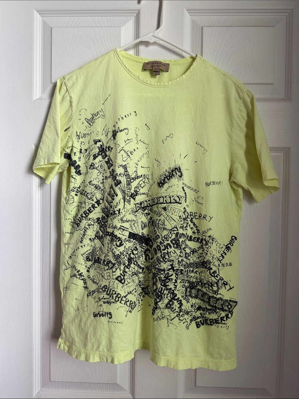 Burberry Neon Yellow Short-Sleeve Logo Scribble Tee